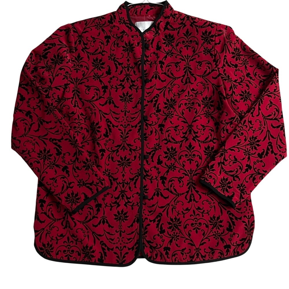 Susan Graver Red and Black Floral Jacket